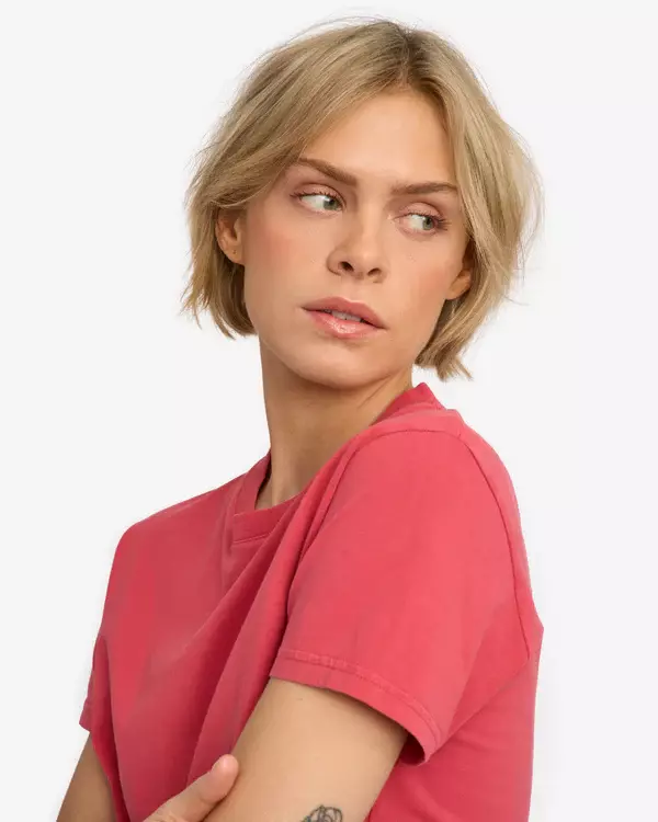 Colorful Standard Organic Boxy Crop T-Shirt Faded Red Damen T-Shirt rot